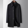 Мужское зимнее пальто из смесовой шерсти, средней длины, в стиле business casual, тренч с вырезом на лацкане