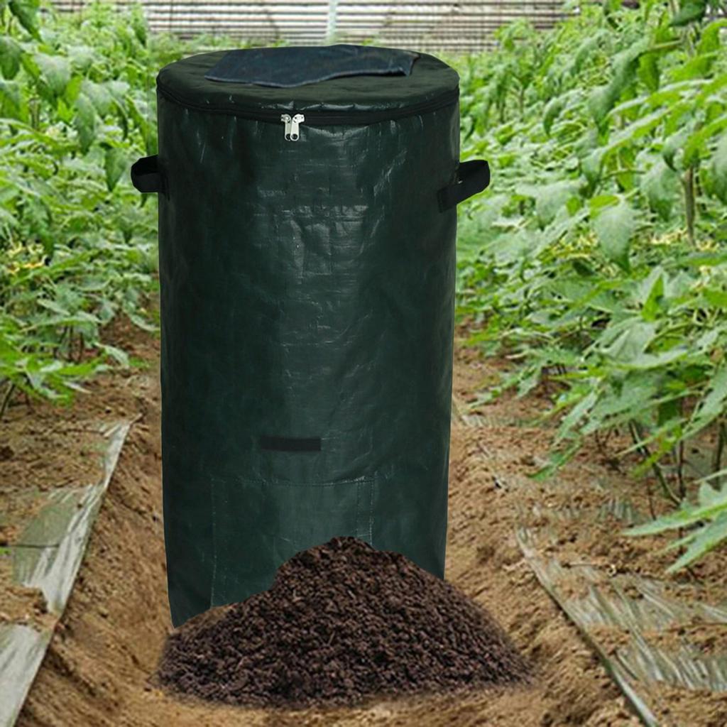Мешок-контейнер для компоста для улицы, для сада, для двора, для отходов газона, с крышкой на молнии и ручками для сада