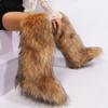 Cross-border Y2k Imitation Raccoon Fur Boots Long Tube Winter Ladies Winter Imitation Fur Fox Snow Boots Tall Boots