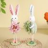 Стоячая фигурка кролика с цветами, милая кукла-кролик, фигурки, пасхальное украшение в виде кролика, детские подарки