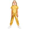 Children Stage Performance Outfit Kids Dance Party Costume Set Metallic Shiny T Shirt with Pants Unisex Ballet Jazz Wear
