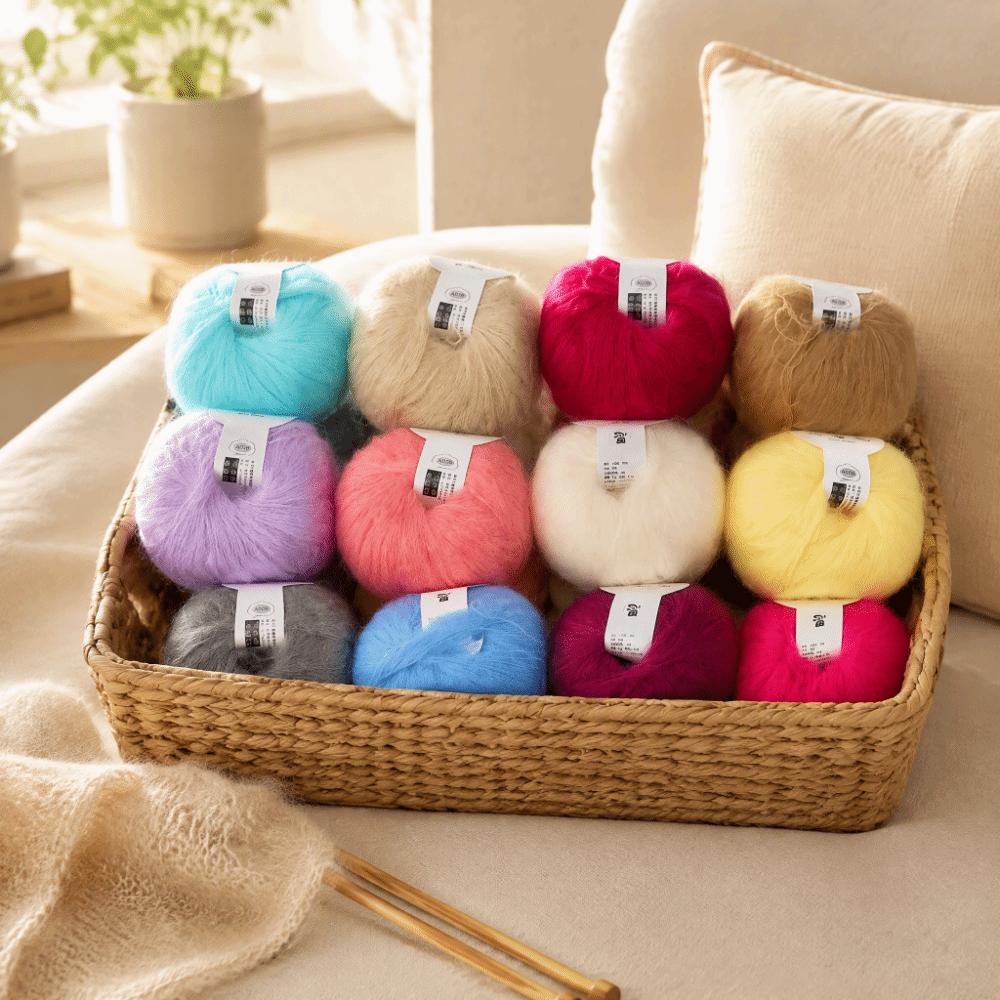 12pcs Knit Grade Mohair Yarn Rolled Form Long Wool Yarn durable Angora Yarn For Garments