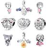 925 Copper Boy Girl Love Heart Pendant Family Wedding Friendship Beads Fit Original Pantaro Charms Bracelet DIY Zircon Making