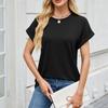 Женская модная однотонная футболка с круглым вырезом и коротким рукавом