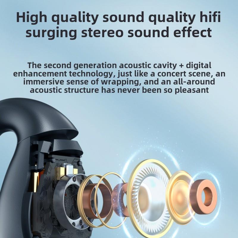 New Wireless Clip Ear Motion Noise Cancelling Earless TWS Black Technology Bone Conduction Bluetooth Headphones