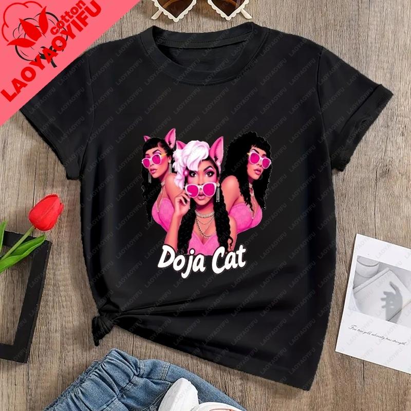 Classic Poster Printed Fashionable Unisexs Tshirt By American Singer Doja Cat Summer Casual Pure Cotton Roundneck Tshirt