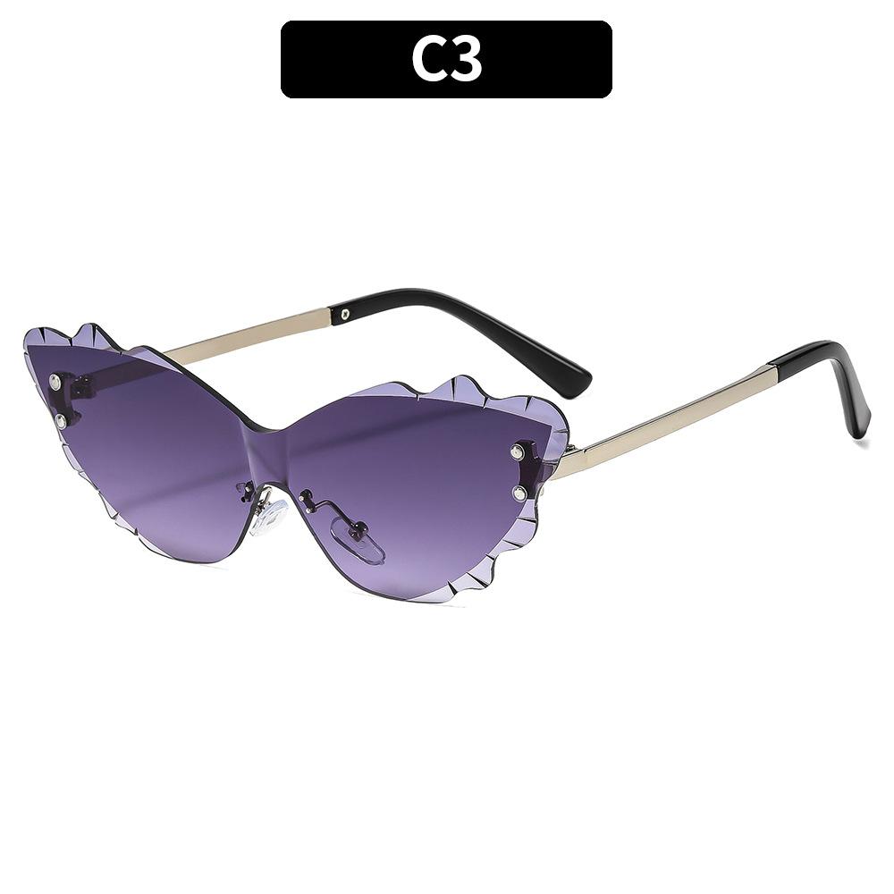 New Fashion Butterfly Diamond Frame Sun Glasses Women Rimless Women Metal Sunglasses for Travel 2025