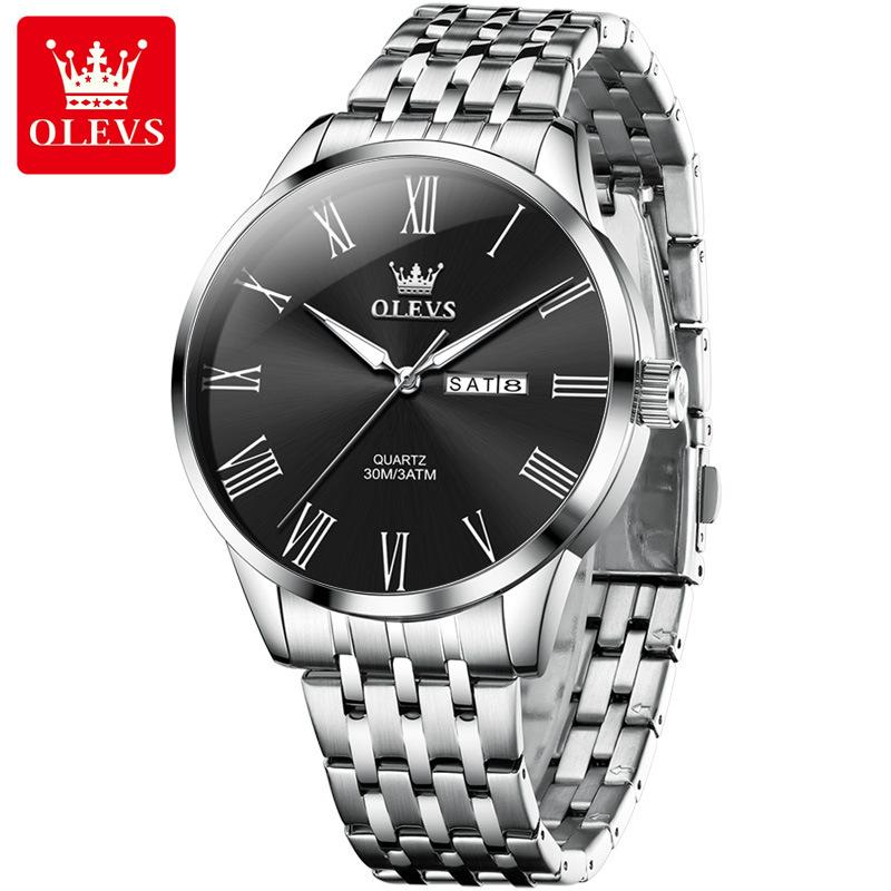 OLEVS Mens Watches Quartz Business Dress Watch Day Date Stainless Steel Classic Luxury Luminous Waterproof Casual Male Wrist Watches