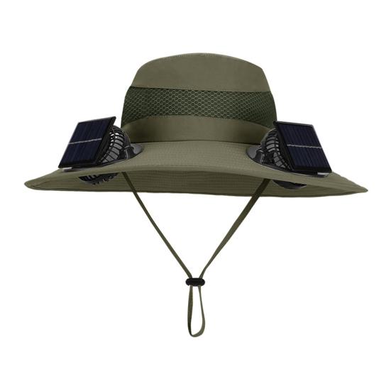 Outdoor Hat with Dual Power Supply Fan Summer Wide Brim Sun Hat Cooling Fishing Hiking Sun Protection Hat