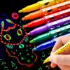 6pcs Glow in The Dark Highlighter Markers Fluorescent No Bleed Colored Marker Pens for Drawing Poster Making Crafts Art Supplies