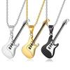Guitar Necklace for Men/Women Music Lover Gift Black/Gold Color Stainless Steel Pendant & Chain Hip Hop Rock Jewelry HMM