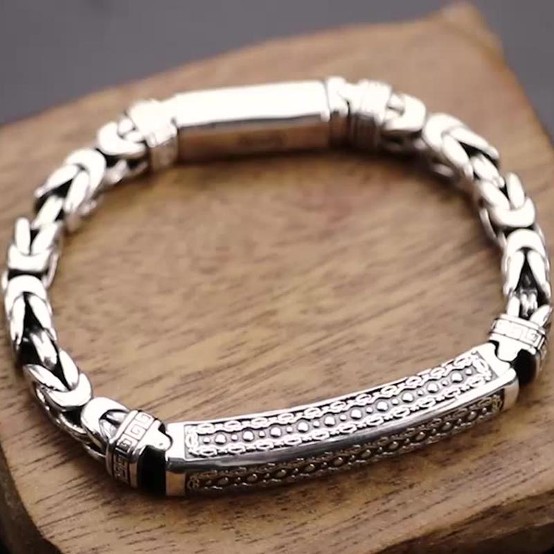Новые серебряные ювелирные изделия, мужской браслет с индивидуальным узором мира, ретро хипстерская цепочка с пряжкой, трендовый подарок, ювелирный аксессуар