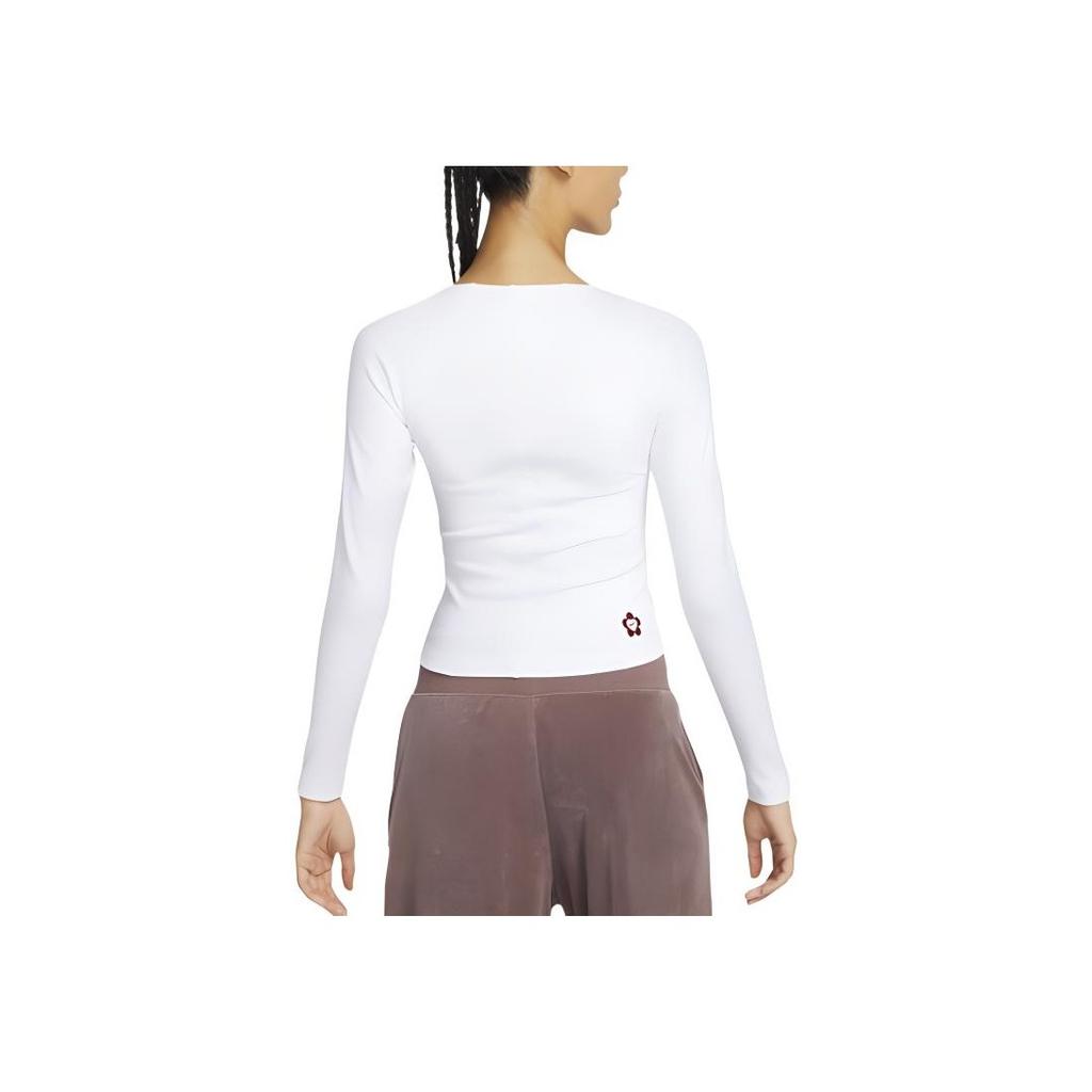 Nike Коллекция ко Дню святого Валентина Pure Logo V-образный вырез тренировочная повседневная футболка с длинным рукавом SS24 женские топы белые HF1133-100