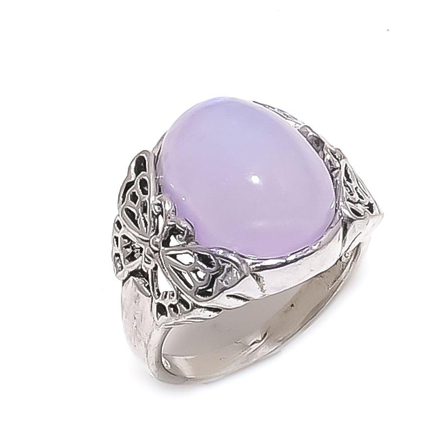 Pink Chalcedony Gemstone 925 Sterling Silver Jewelry Ring Size 7