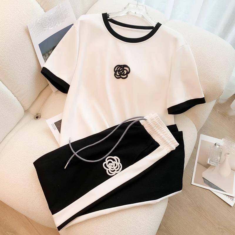 Summer Women's Sets Round Neck Short Sleeve T Shirt Pants Women Tracksuits Outfits