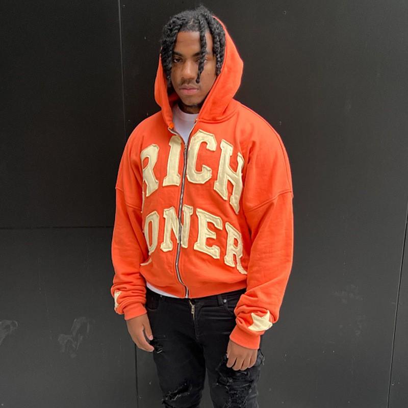 Streetwear Letter Patchwork Hoodie Loose Fit Men Women