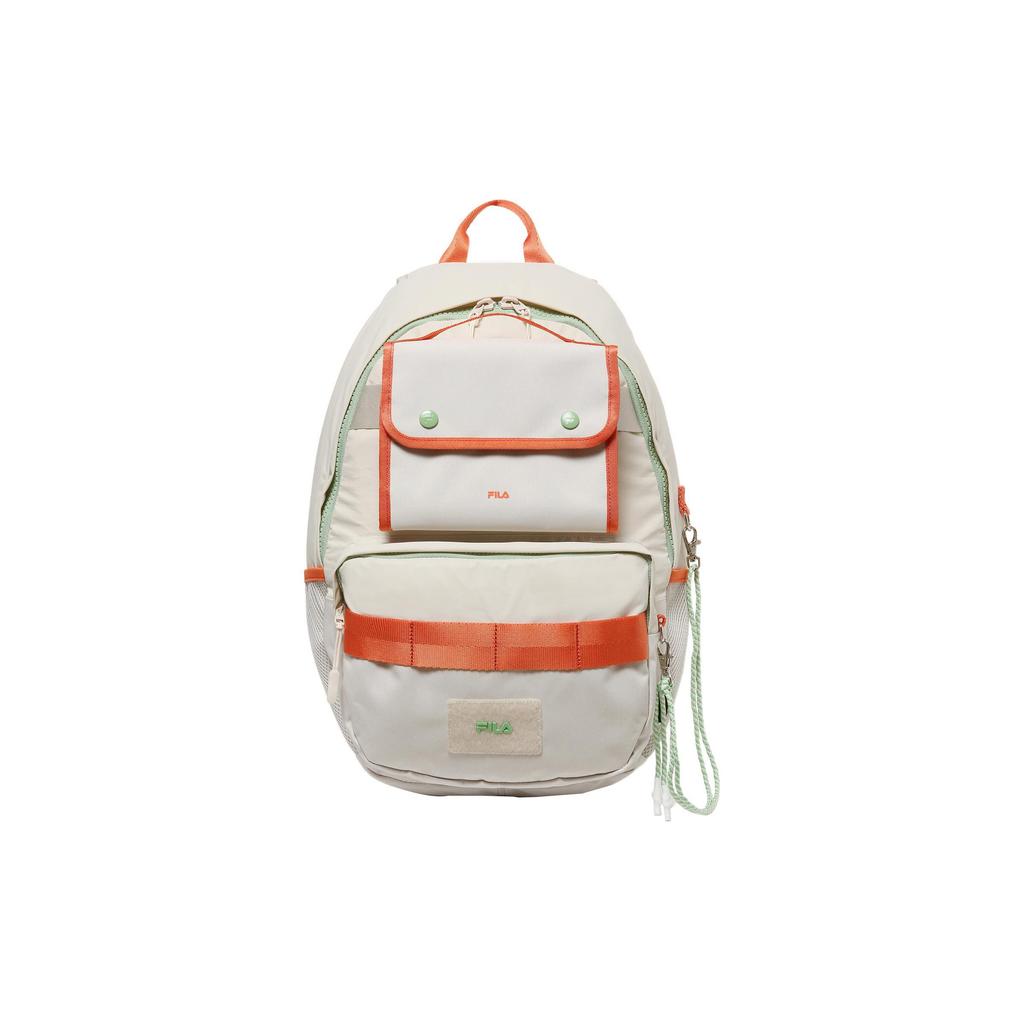 FILA Korean Style Sports Casual Multi-Pocket Large Capacity Nylon Backpack Unisex Backpack Off-White FS3BPD6013X-CRM