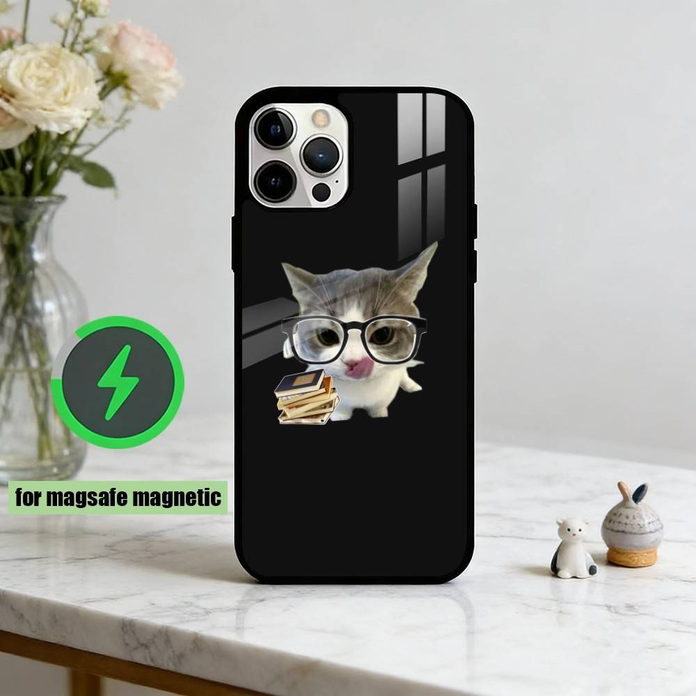 Funny Cute Cat Phone Case For iPhone17,16,15,14,13,12,11 Plus,Pro Magnetic with Magsafe Wireless Charging