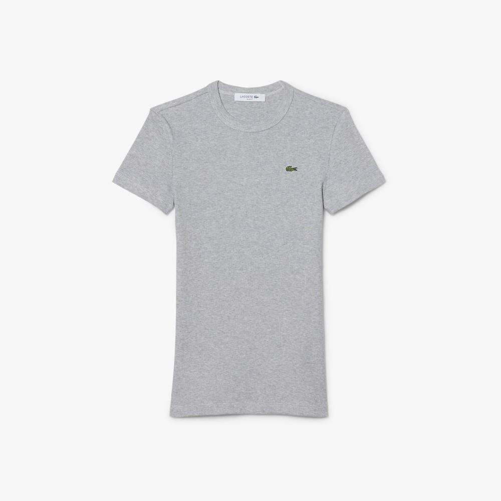 Lacoste Женская приталенная фактурная футболка с коротким рукавом TF5538-56GCCA
