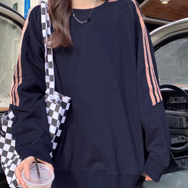 Осенняя толстовка женская свободная полосатая сращивающаяся с длинным рукавом повседневная универсальная женская зимняя одежда женская