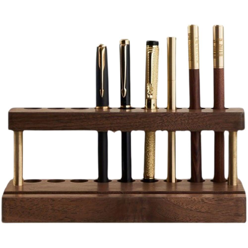 Creative Walnut Pens Holder Multifunction Toothbrush Holder Brush Display Case  Office/School