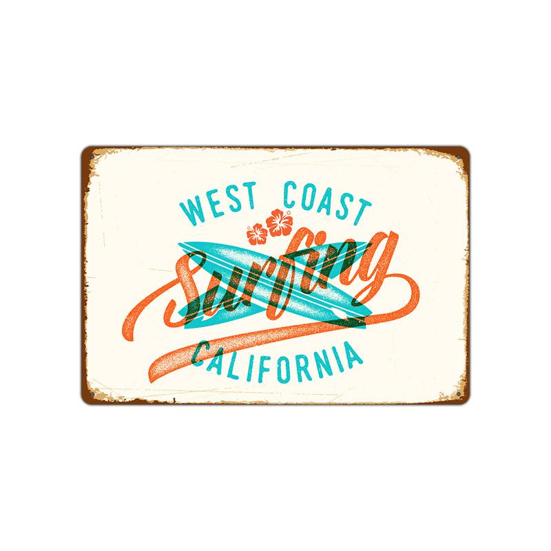 Летний пляжный закат, металлическая жестяная вывеска, таблички, декорации, железная живопись, кафе-бар, домашний декор, приморский дом, стена, жестяная пластина, постер