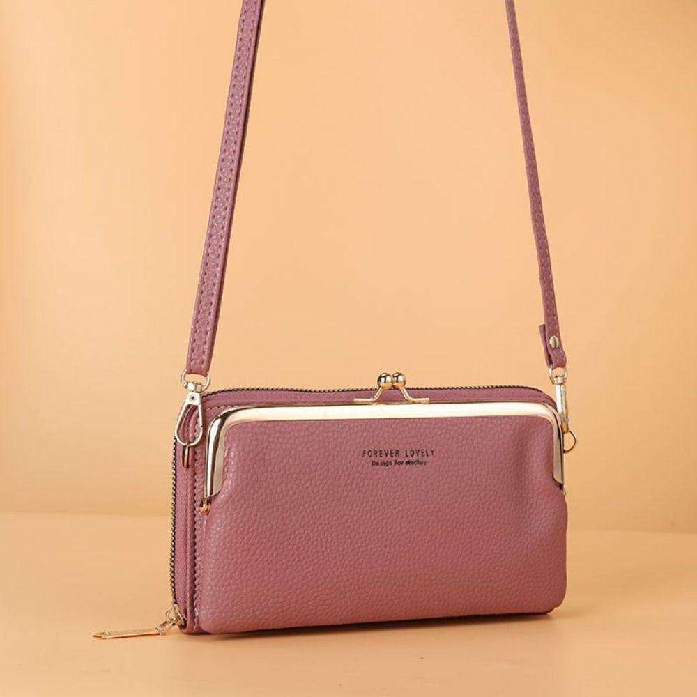 Кошелек из кожи на молнии, женский держатель для карт, простая сумка через плечо для телефона