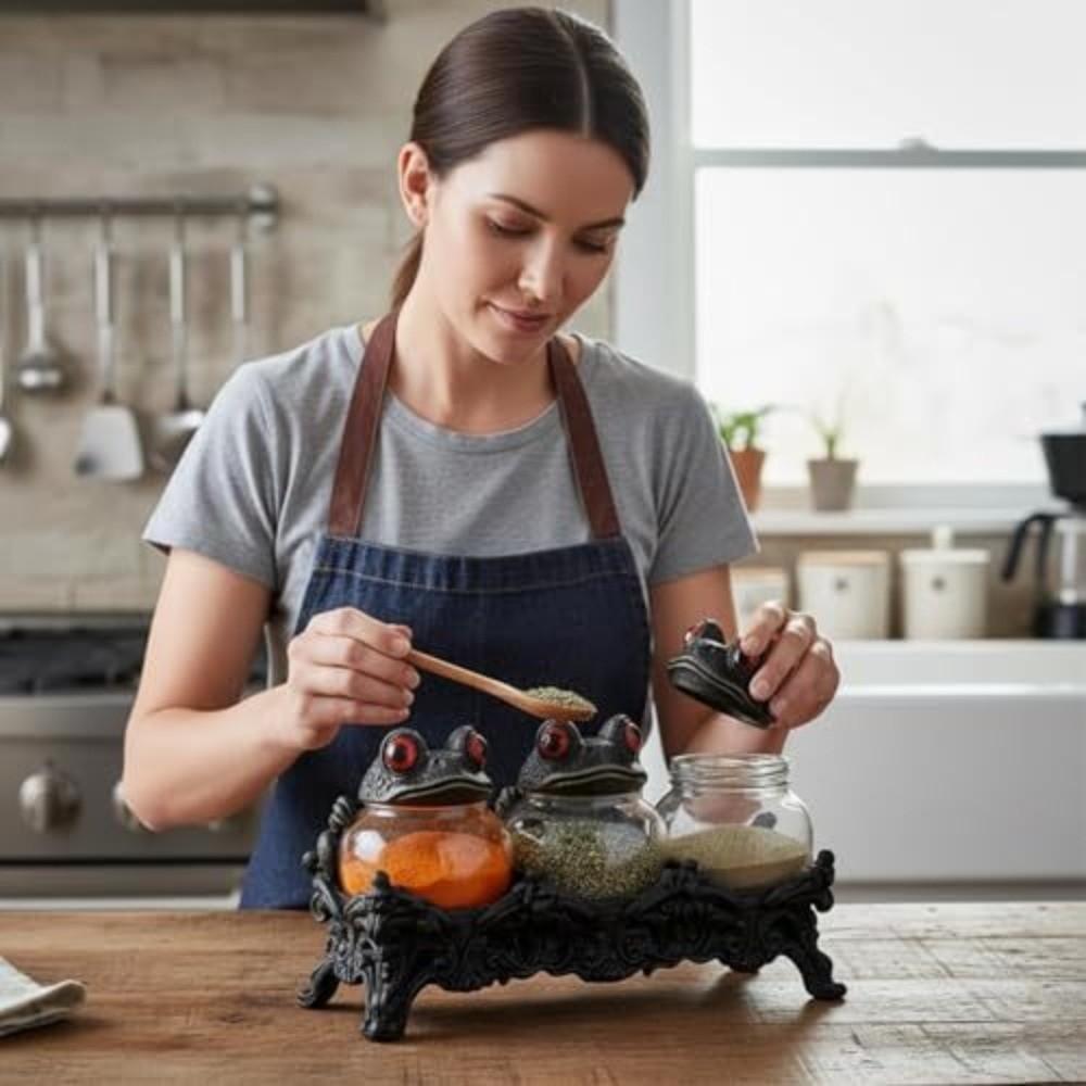 Банка для приправ «Лягушка-ведьма» Забавные бутылочки для специй Пылезащитный маленький контейнер для приправ Дом