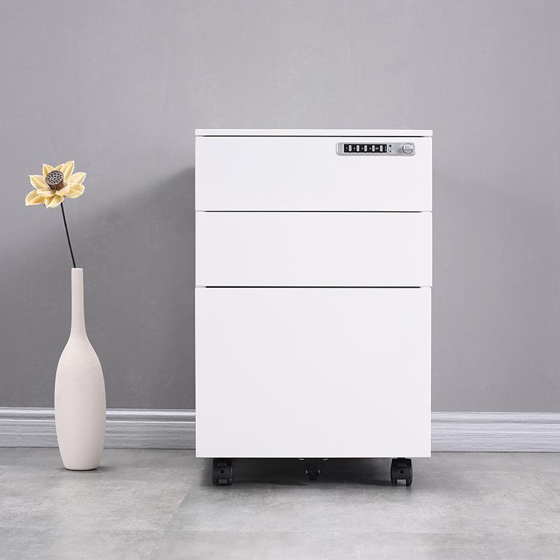 Mobile Three-Drawer Metal File Cabinet with Lock for Under-Desk Office and Printer Storage