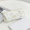 Kawaii Pencil Case Korean Style Simple Floral Pencil Pouch For Girl Soft Cotton Large Capacity Stationery Storage Bag