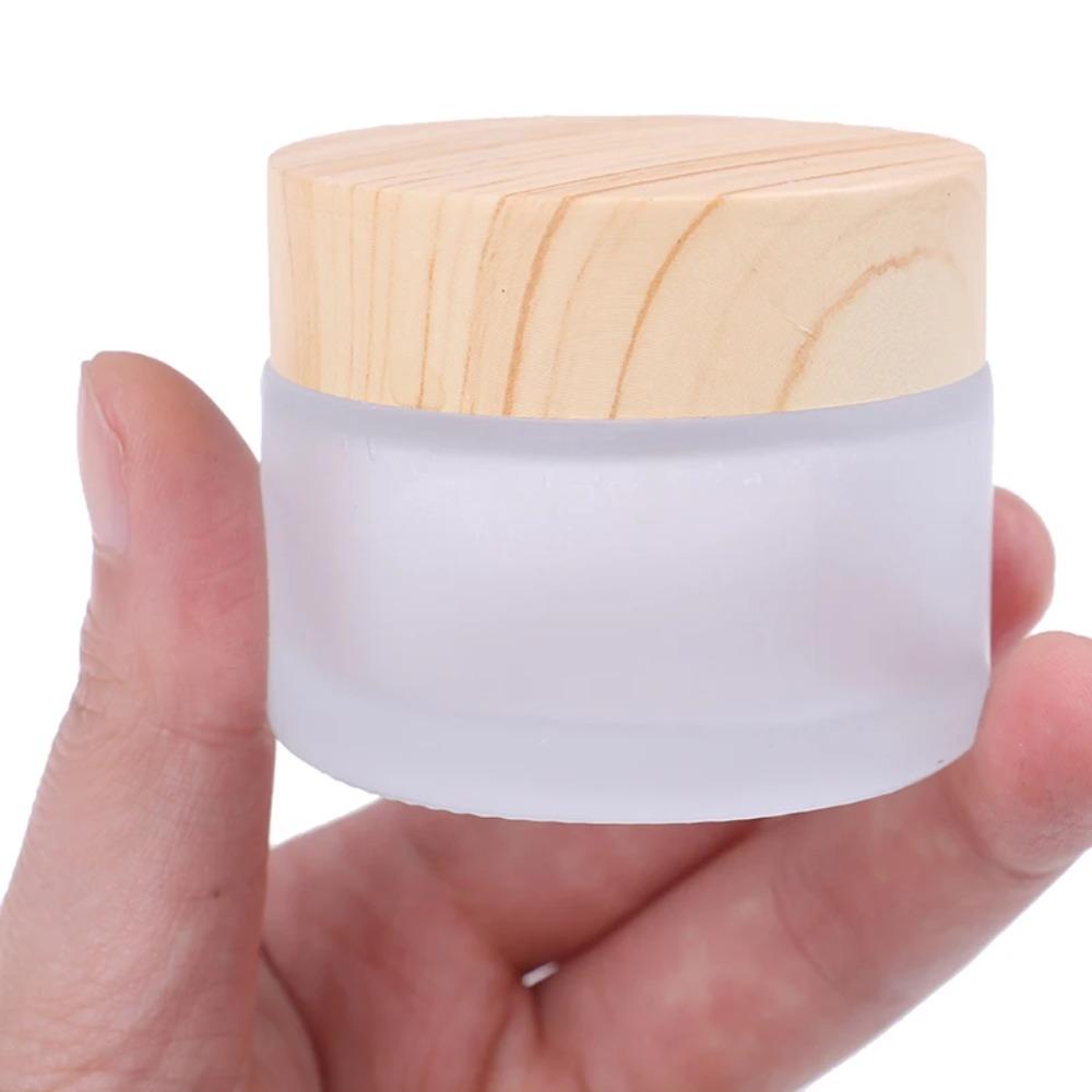 Screw Cap Frosted Glass Cream Jar Round Scrub Sub-bottling Portable Cream Bottle  for Makeup Vials
