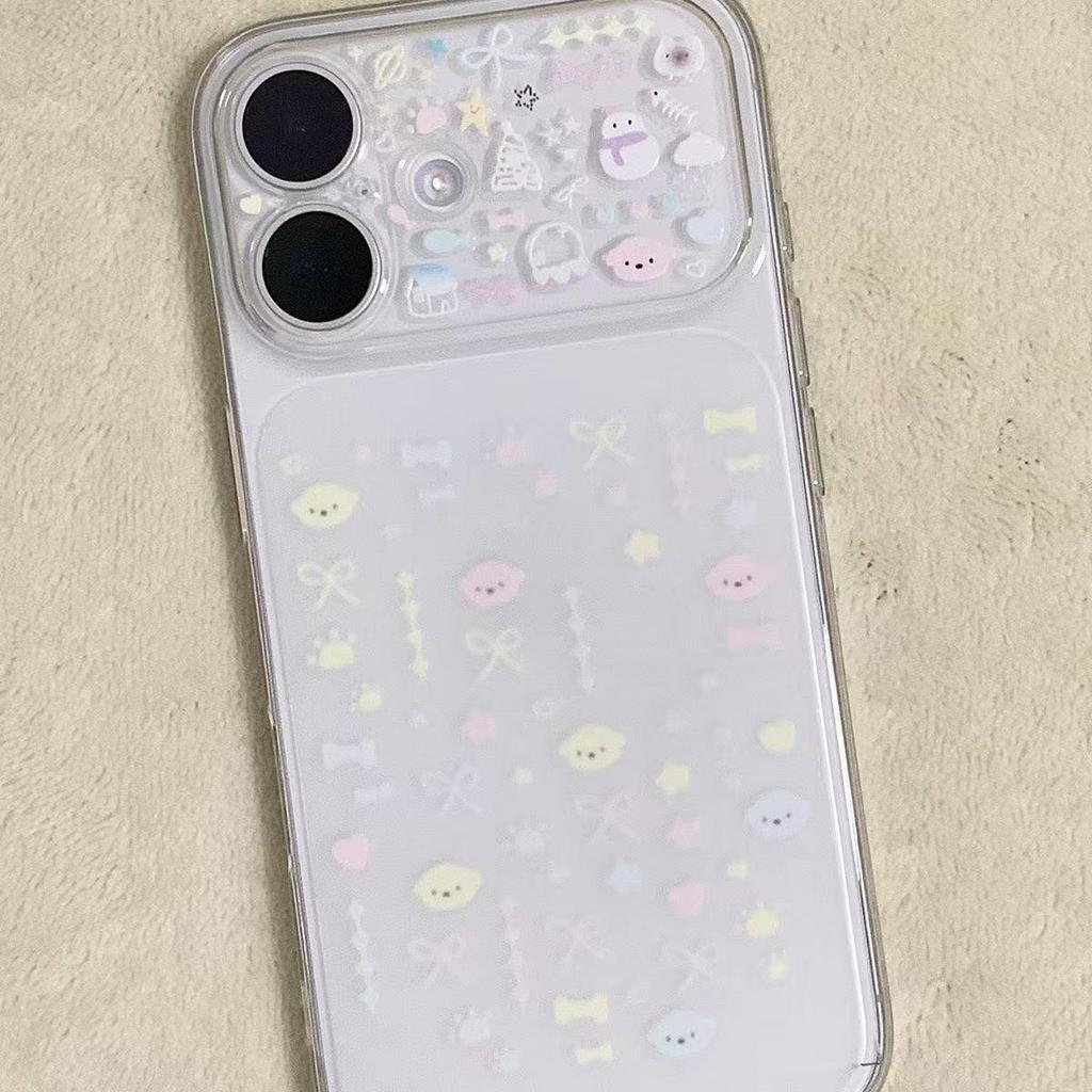 Прозрачный Мягкий Чехол для Apple iPhone 17 Pro с Дизайном Отпечатков Лап и Костей на Весь Экран. Совместимо с iPhone 16, 15 и 14.