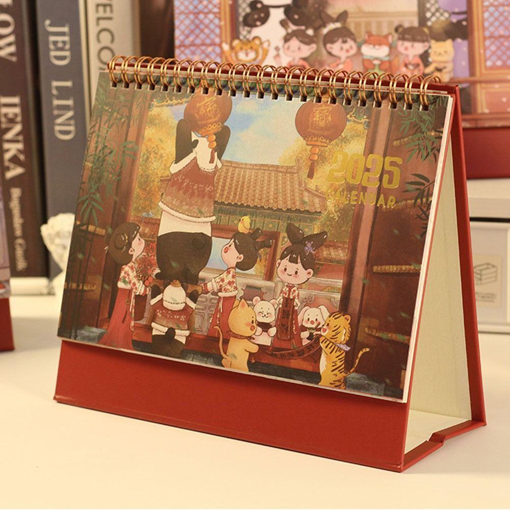 Schedule Standing Flip Calendar Ancient Style Desktop Monthly Calendar Home Office Supplies