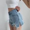 Джинсовые шорты женские рваные летние горячие девушки колледжа всесезонные однотонные молодые Ins распространенные с высокой талией повседневные женские стройные