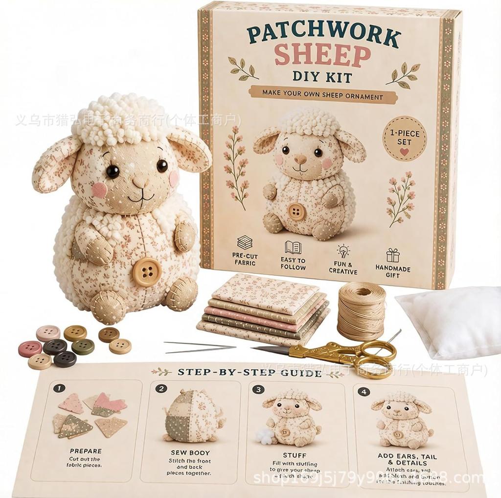 DIY Sewing Kit Stuffed Animal Craft Patchwork Mouse Plush Toy Making Set Handmade Educational Gift for Kids Adults