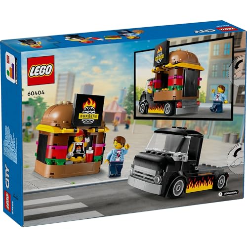 Игрушка LEGO City Грузовик с гамбургерами, Подарок на день рождения, Развивающие конструкторы, для мальчиков и девочек, Возраст 5, 6, 7 и 8 лет, Транспортное средство, Миниатюрная машинка, Модель машины, 60