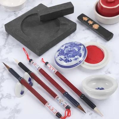 1Set Chinese Calligraphy Brush Ink Set Easy Use Painting Writing Brush Kit Calligraphy Gift Chinese Painting Set
