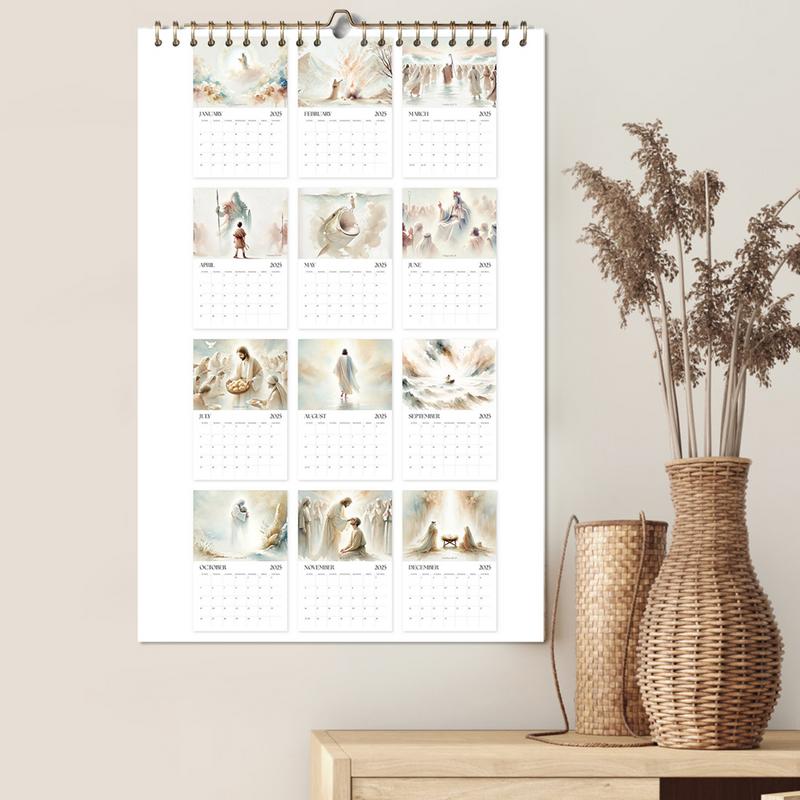 2025 Христианский настенный календарь с библейскими историями, ежемесячный библейский настенный календарь, христианские библейские истории, декабрь, Иисус, календари-планировщики