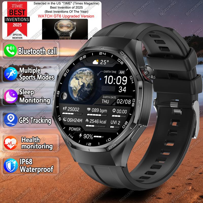 Глобальная версия Watch 6 Pro Новые умные часы для мужчин Экран GPS-трек Bluetooth-звонок Водонепроницаемые Спортивные Пульс Умные часы
