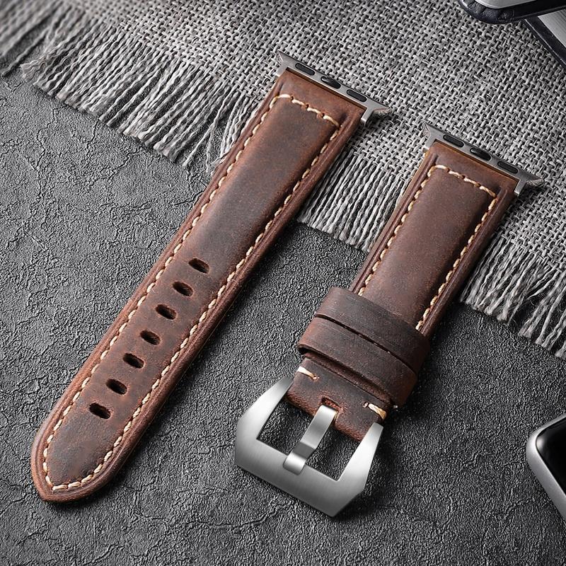 Для Apple Watch Band Высококачественный кожаный ремешок для мужчин серии 7 8 123456 SE Ultra 49 мм 44 мм 40 мм ремешок для часов 45 мм 41 мм 38 мм 42 мм ремешок