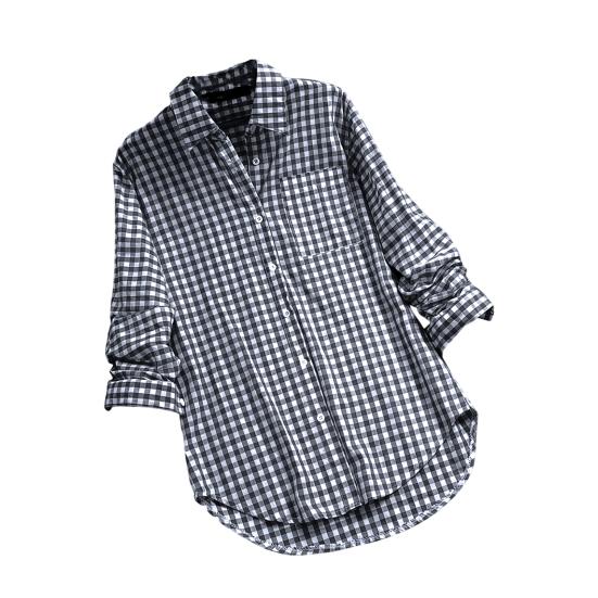 Женская рубашка с лацканами и длинными рукавами, рубашка средней длины с карманом, однобортная рубашка свободного покроя, уличная одежда