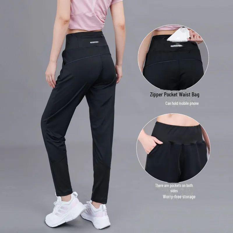 **Trendy Women's Quick-Dry Yoga Pants with High Waist and Back Zipper Pocket - Autumn/Winter Loose Fit with Plus Velvet**