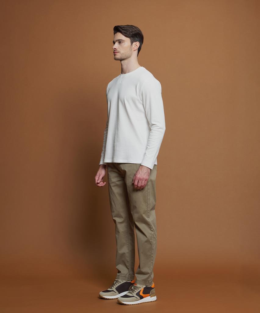 PANICALE Beige Regular Slim Fit Cotton Pants