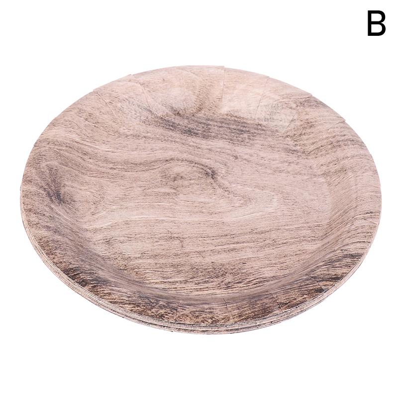 10 шт. 7-дюймовая ретро-имитация древесного зерна одноразовая посуда тарелка бумажный поднос украшение на день рождения праздничная вечеринка предмет домашнего обихода