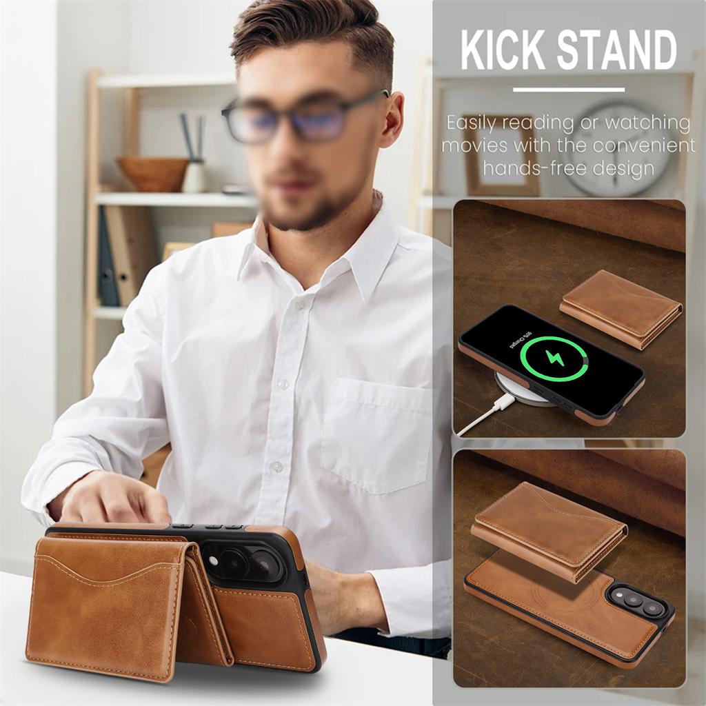 Магнитный чехол-кошелек 2-в-1 для серии Samsung S24-25, противоударный и с RFID-блокировкой, отделение для 9 карт и подставка