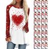 Women's Fashionable All-match Long Sleeve Mid-Length Valentine's Day Love Heart Print Top