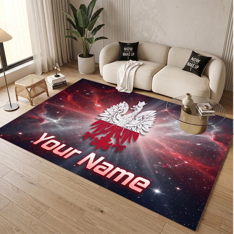 Personalized Crystal Velvet Carpet Poland Football Pattern Non Slip Floor Rug
