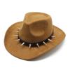 Suede Rivet Western Cowboy Top Hat Wool Felt Hat Men'S And Women'S Jazz Hat British Felt Hat