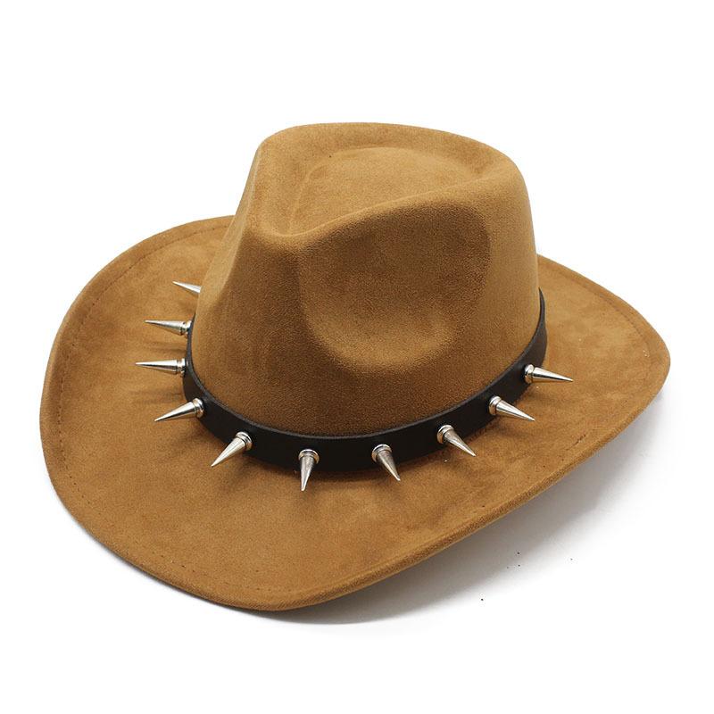 Suede Rivet Western Cowboy Top Hat Wool Felt Hat Men'S And Women'S Jazz Hat British Felt Hat
