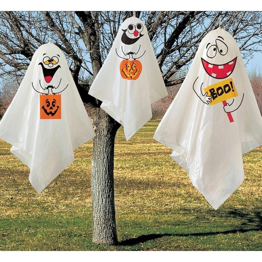 Haunted 3 Halloween Hanging White Ghost Spooks Party Decoration Outdoor Indoor